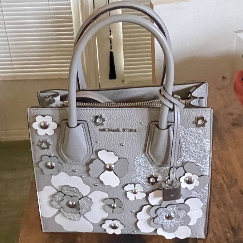Michael Kors Mercer Embellished Gray Handbag